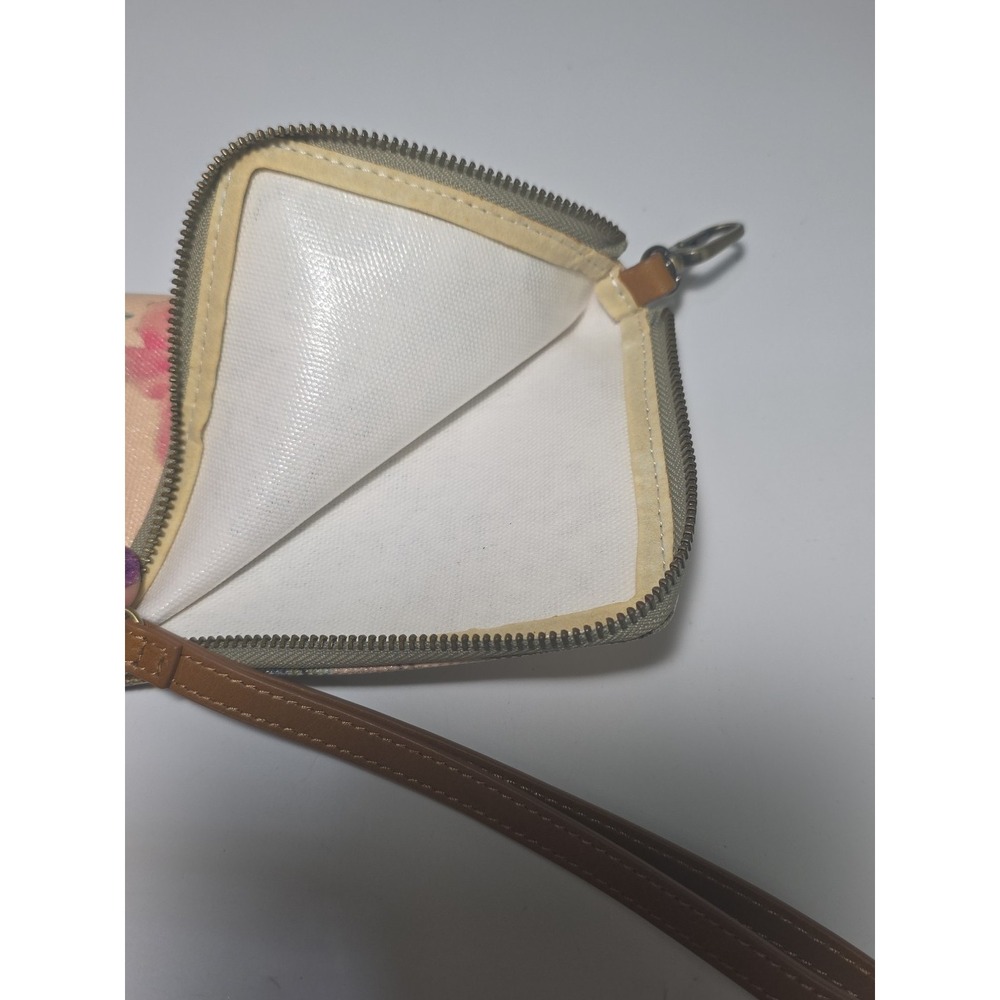Hobo Coated Canvas & Leather Zipper Wristlet Phone Pouch Botanical Floral Print - Picture 7 of 10